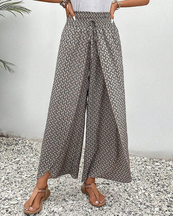 Frauenhose mit weitem Bein und geometrischem Muster - Magdalene